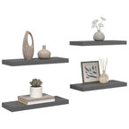 Scaffali a Parete 4 pz Grigio Lucido 60x23,5x3,8 cm in MDF
