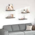 Scaffali a Parete 4 pz Grigio Lucido 60x23,5x3,8 cm in MDF