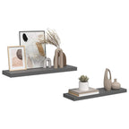 Scaffali a Parete 2 pz Grigio Lucido 80x23,5x3,8 cm in MDF