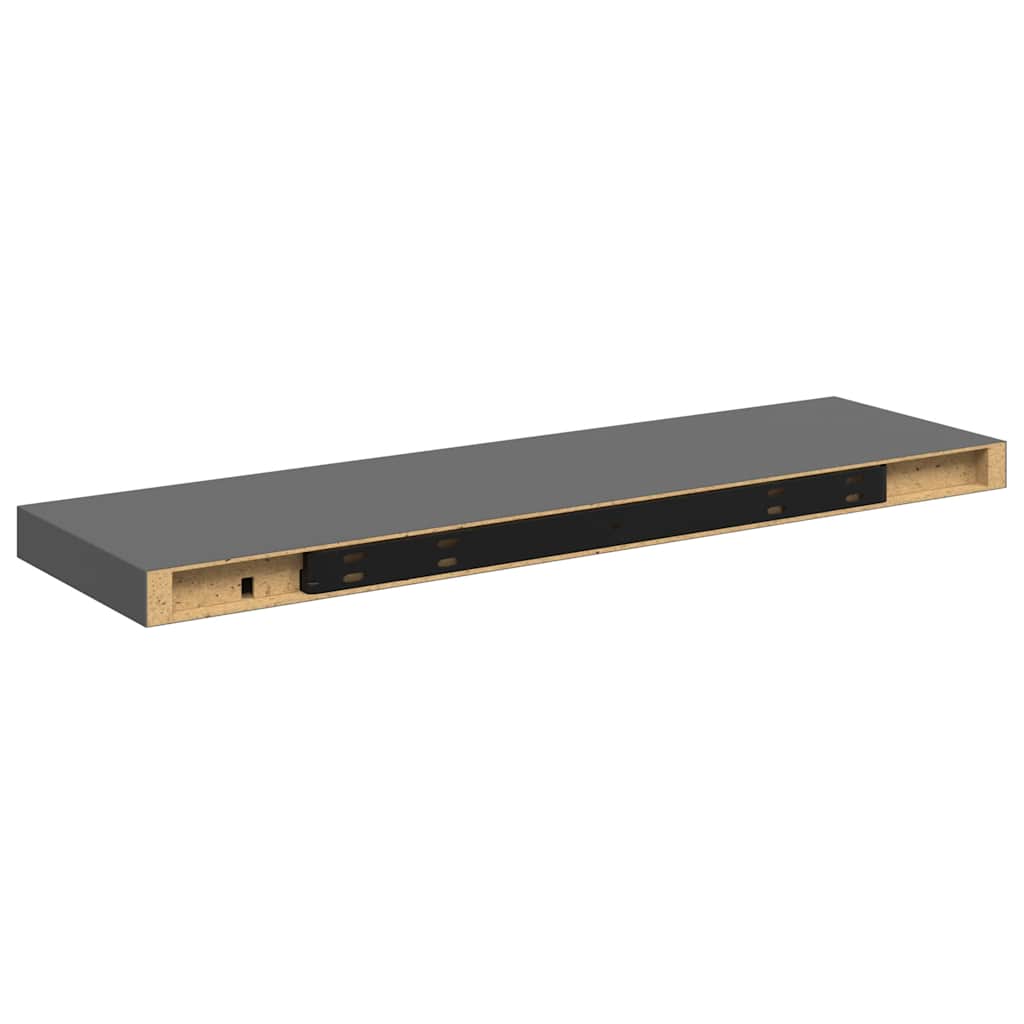 Scaffali a Parete 2 pz Grigio Lucido 80x23,5x3,8 cm in MDF