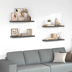 Scaffali a Parete 4 pz Grigio Lucido 80x23,5x3,8 cm in MDF
