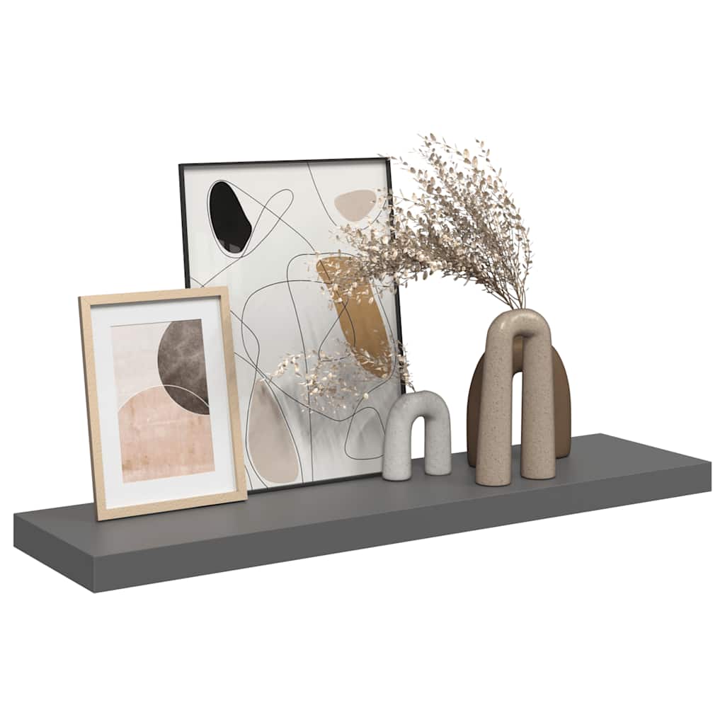 Scaffale a Parete Grigio Lucido 90x23,5x3,8 cm in MDF