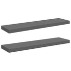 Scaffali a Parete 2 pz Grigio Lucido 90x23,5x3,8 cm in MDF