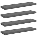 Scaffali a Parete 4 pz Grigio Lucido 90x23,5x3,8 cm in MDF