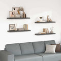 Scaffali a Parete 4 pz Grigio Lucido 90x23,5x3,8 cm in MDF