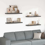 Scaffali a Parete 4 pz Grigio Lucido 90x23,5x3,8 cm in MDF