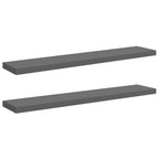 Scaffali a Parete 2 pz Grigio Lucido 120x23,5x3,8 cm in MDF