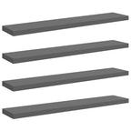 Scaffali a Parete 4 pz Grigio Lucido 120x23,5x3,8 cm in MDF
