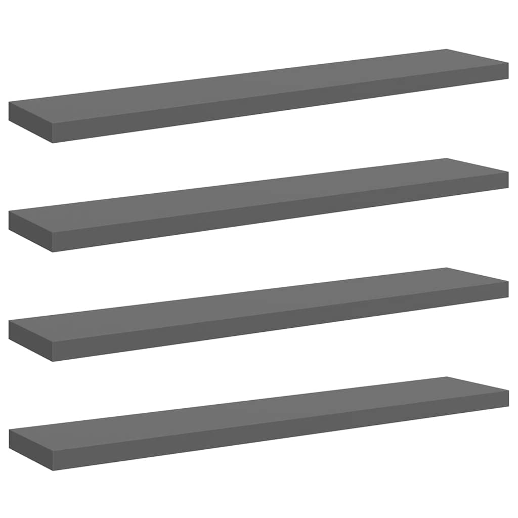 Scaffali a Parete 4 pz Grigio Lucido 120x23,5x3,8 cm in MDF