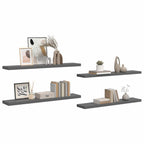 Scaffali a Parete 4 pz Grigio Lucido 120x23,5x3,8 cm in MDF