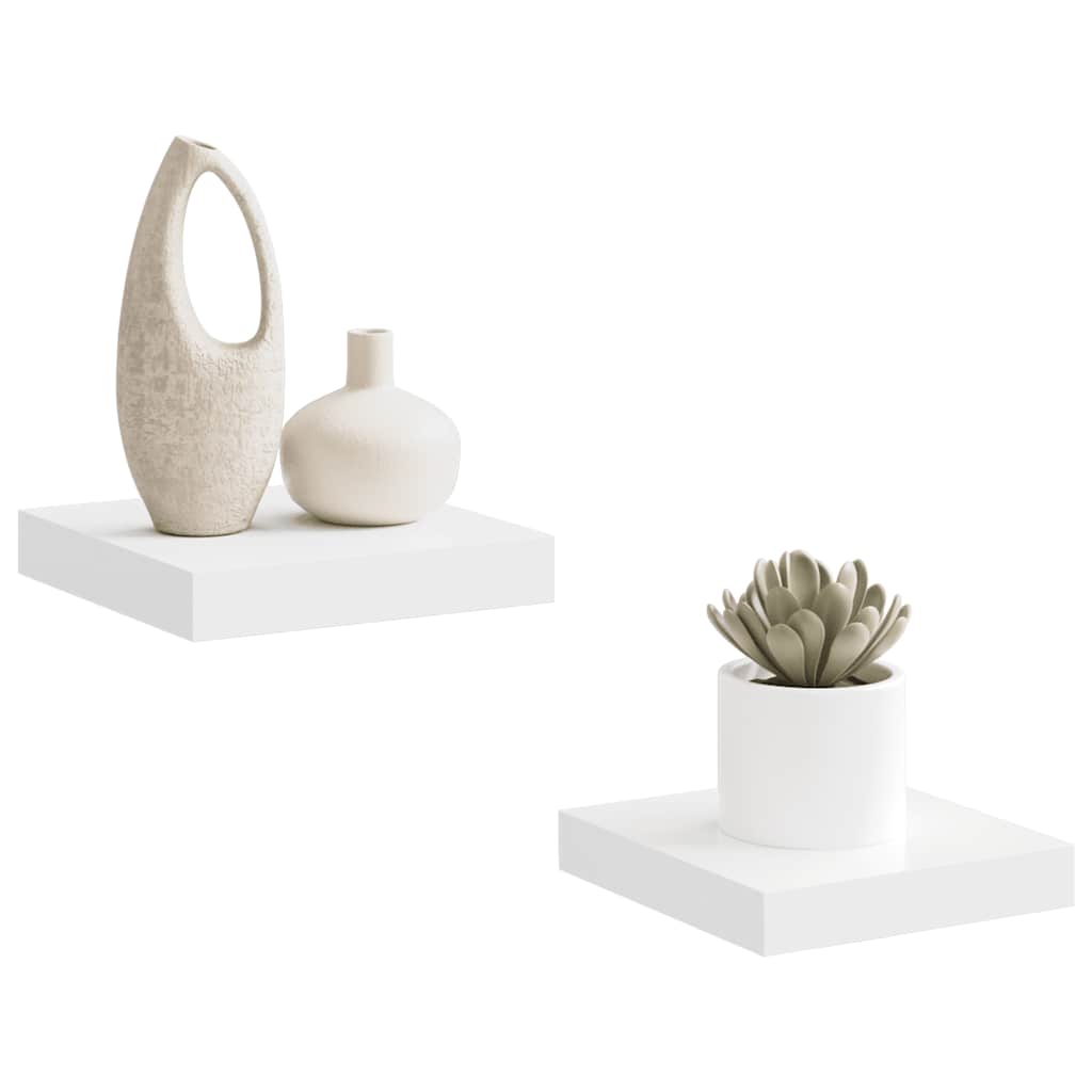 Scaffali a Parete 2 pz Bianchi 23x23,5x3,8 cm in MDF
