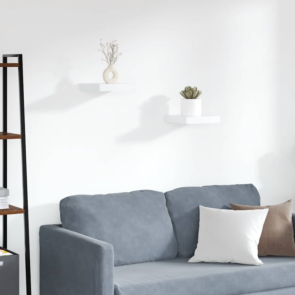 Scaffali a Parete 2 pz Bianchi 23x23,5x3,8 cm in MDF