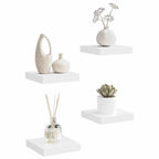 Scaffali a Parete 4 pz Bianchi 23x23,5x3,8 cm in MDF