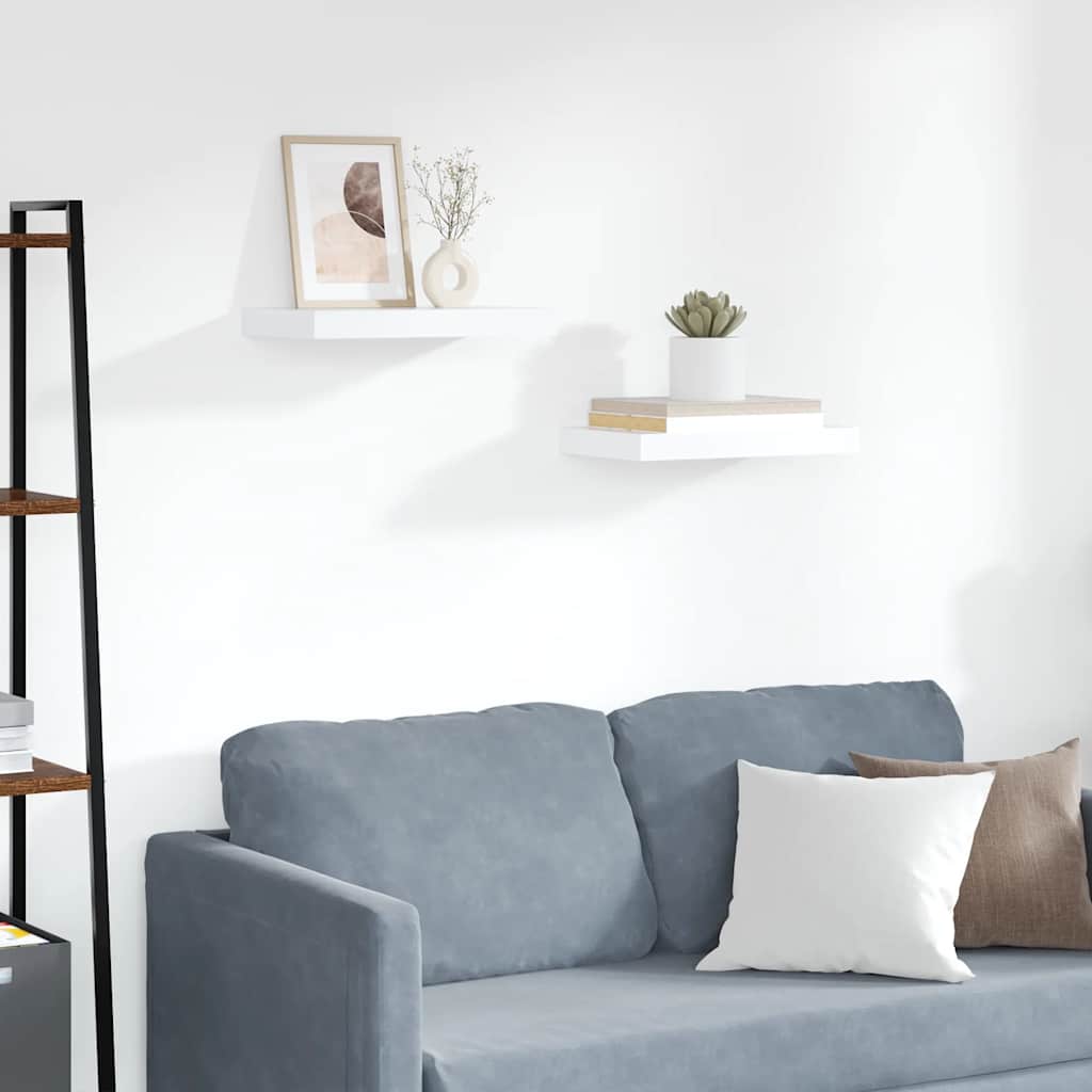 Scaffali a Parete 2 pz Bianchi 40x23x3,8 cm in MDF