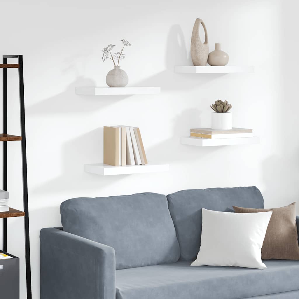 Scaffali a Parete 4 pz Bianchi 40x23x3,8 cm in MDF