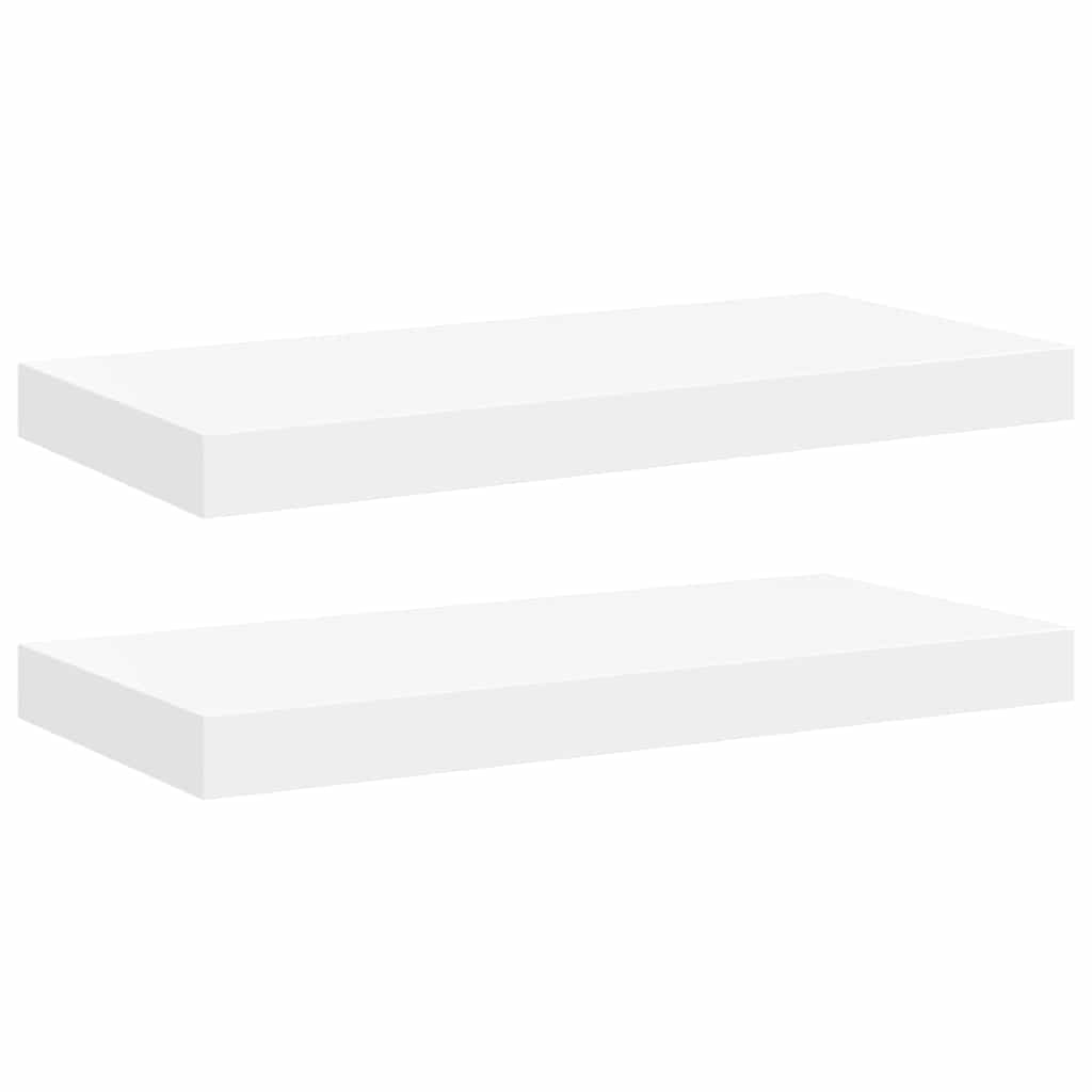 Scaffali a Parete 2 pz Bianchi 50x23x3,8 cm in MDF