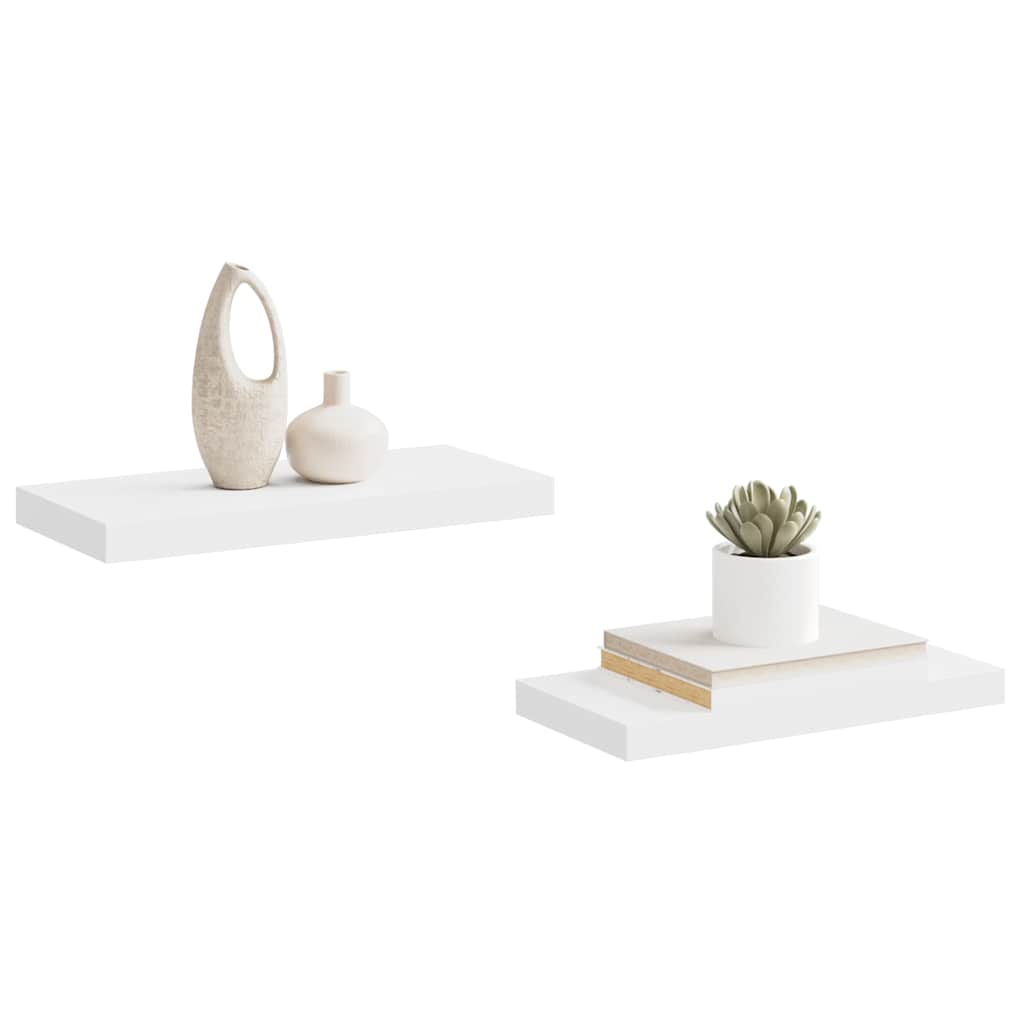Scaffali a Parete 2 pz Bianchi 50x23x3,8 cm in MDF