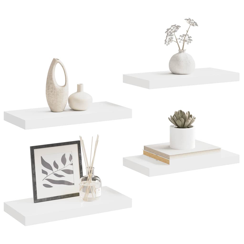 Scaffali a Parete 4 pz Bianchi 50x23x3,8 cm in MDF