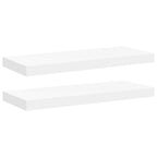 Scaffali a Parete 2 pz Bianchi 60x23,5x3,8 cm in MDF