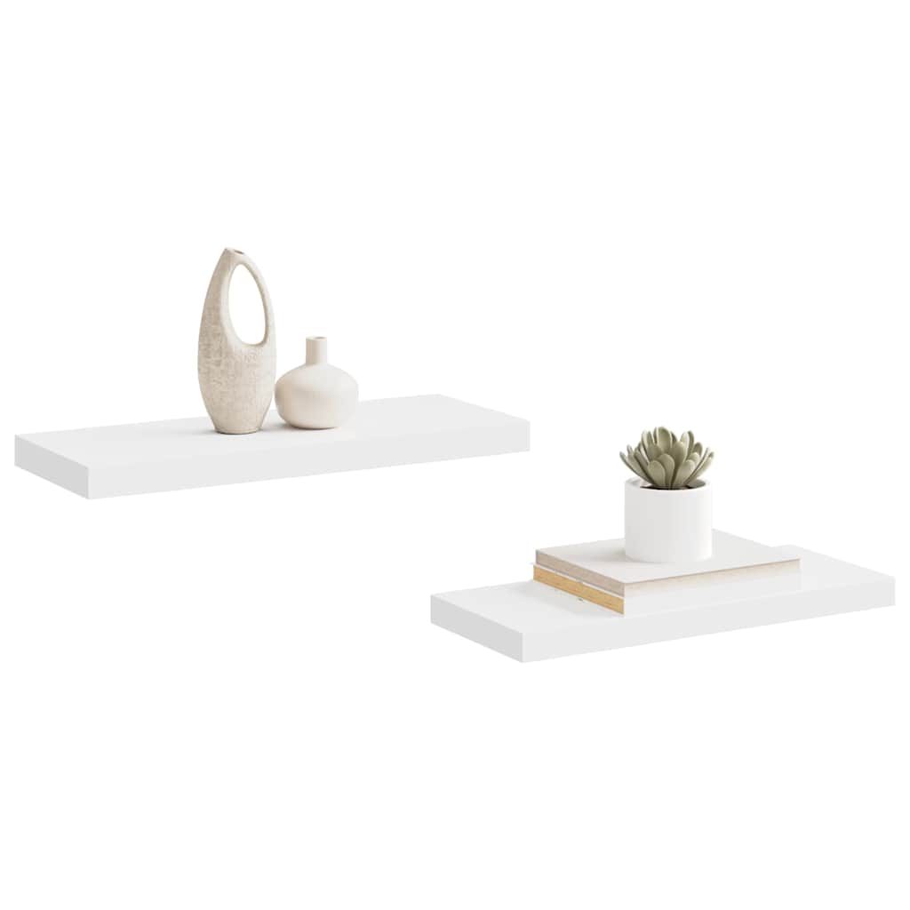 Scaffali a Parete 2 pz Bianchi 60x23,5x3,8 cm in MDF