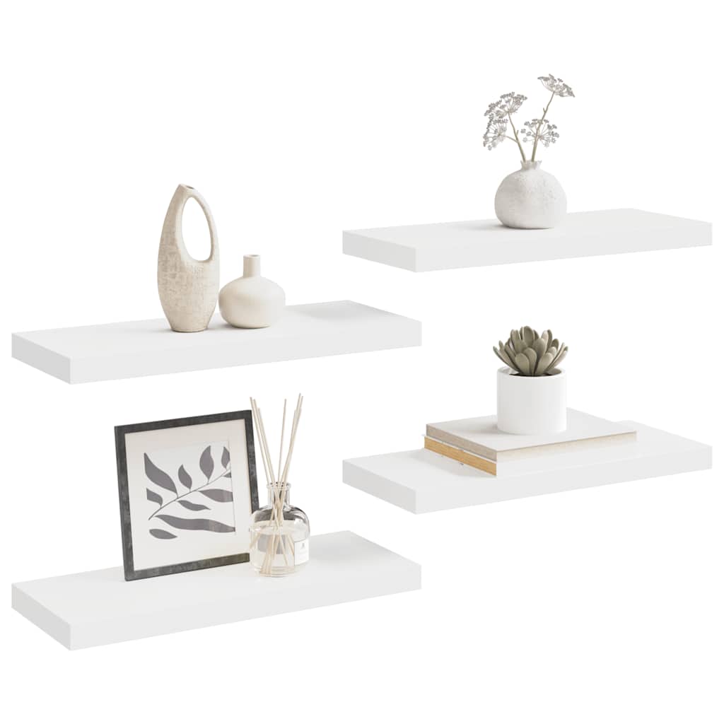 Scaffali a Parete 4 pz Bianchi 60x23,5x3,8 cm in MDF
