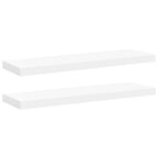 Scaffali a Parete 2 pz Bianchi 80x23,5x3,8 cm in MDF