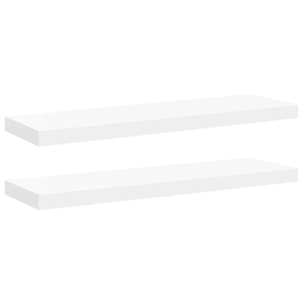 Scaffali a Parete 2 pz Bianchi 80x23,5x3,8 cm in MDF