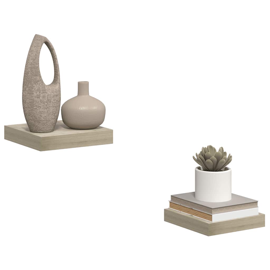Scaffali a Parete 2 pz Rovere 23x23,5x3,8 cm in MDF
