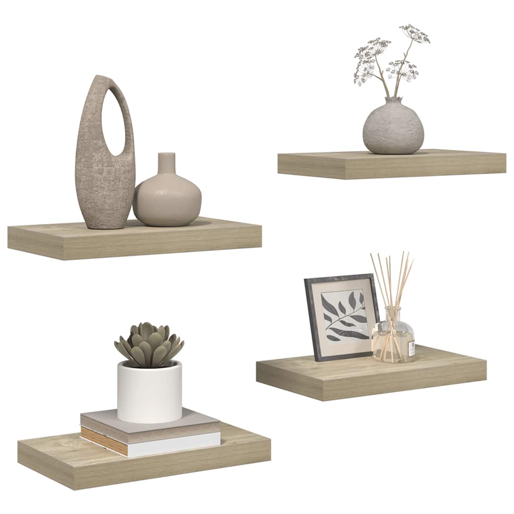 Scaffali a Parete 4 pz Rovere 40x23x3,8 cm in MDF