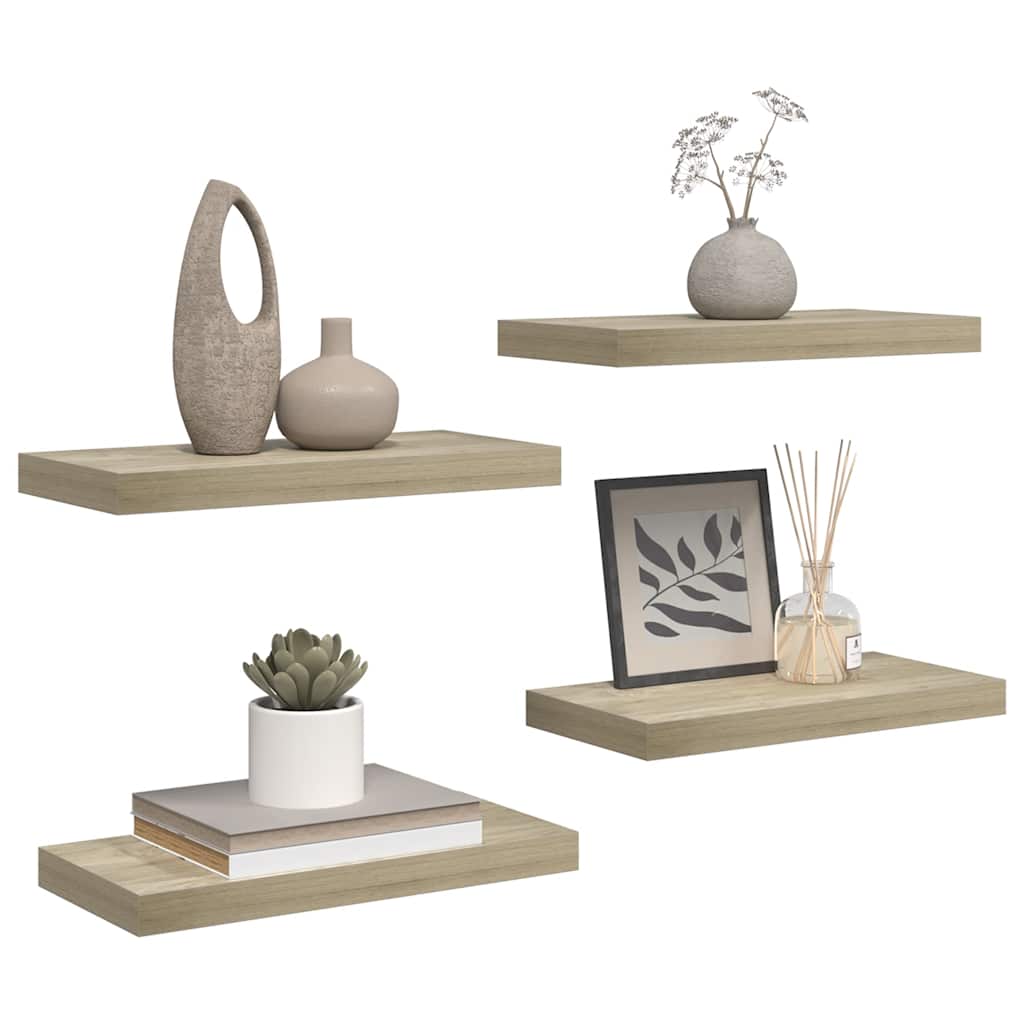 Scaffali a Parete 4 pz Rovere 50x23x3,8 cm in MDF