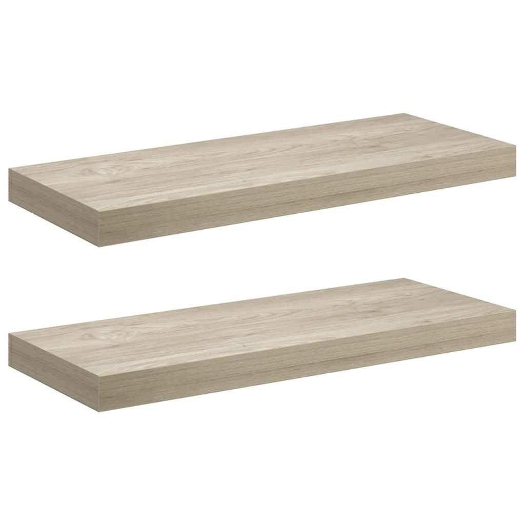 Scaffali a Parete 2 pz Rovere 60x23,5x3,8 cm in MDF