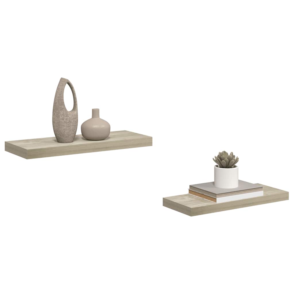 Scaffali a Parete 2 pz Rovere 60x23,5x3,8 cm in MDF