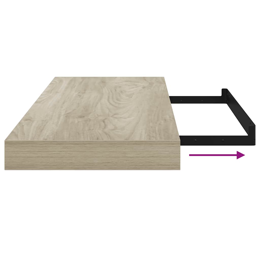 Scaffali a Parete 2 pz Rovere 60x23,5x3,8 cm in MDF