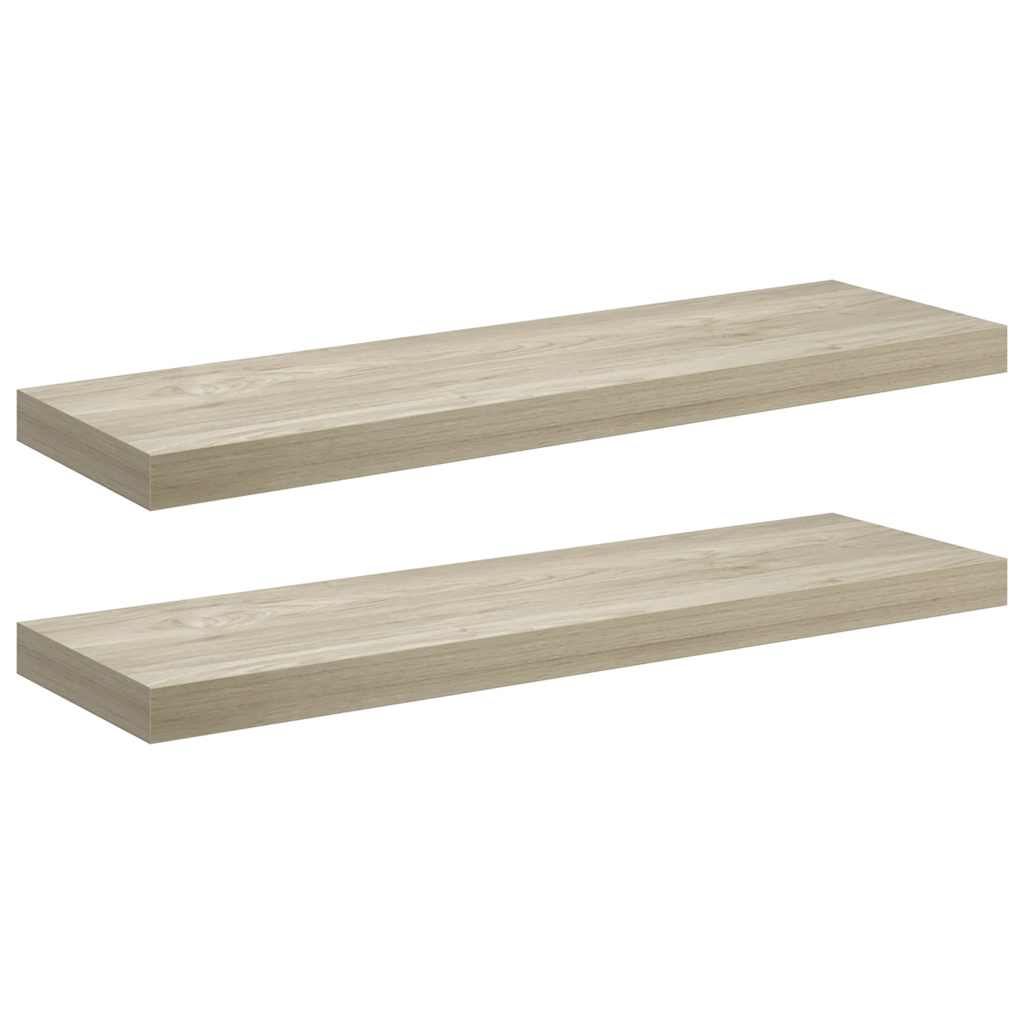 Scaffali a Parete 2 pz Rovere 80x23,5x3,8 cm in MDF