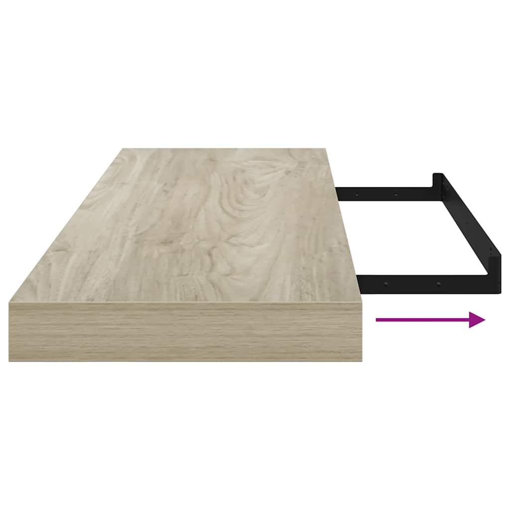 Scaffali a Parete 2 pz Rovere 80x23,5x3,8 cm in MDF