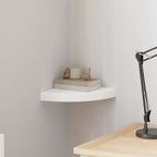 Mensola angolare sospesa bianco lucido 25x25x3,8 cm MDF