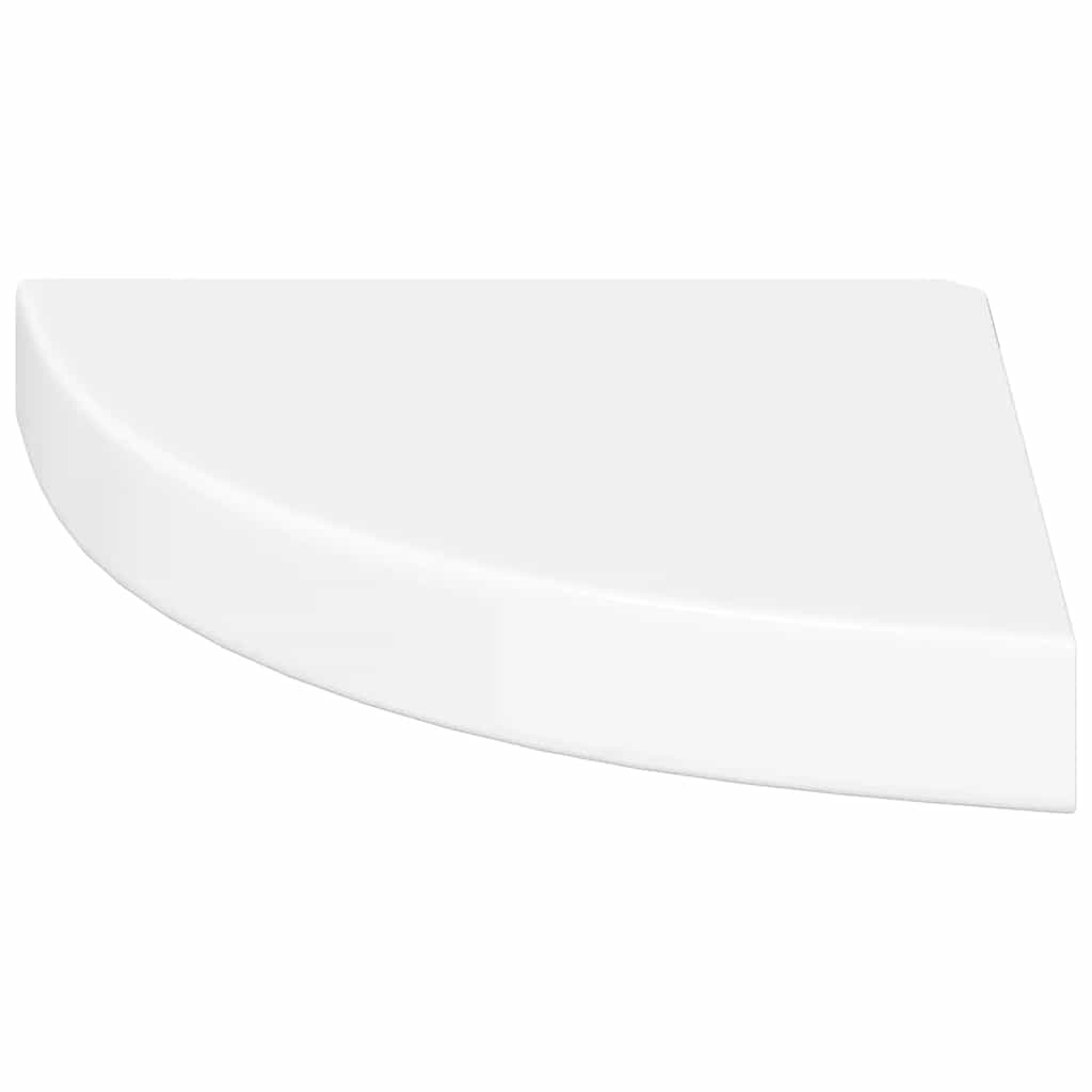 Mensola angolare sospesa bianco lucido 25x25x3,8 cm MDF