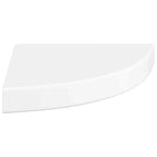 Mensola angolare sospesa bianco lucido 25x25x3,8 cm MDF
