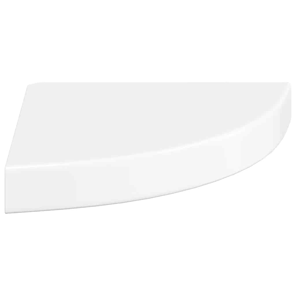 Mensola angolare sospesa bianco lucido 25x25x3,8 cm MDF