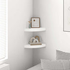 Mensole Angolari Sospese 2 pz Bianco Lucido 25x25x3,8 cm MDF