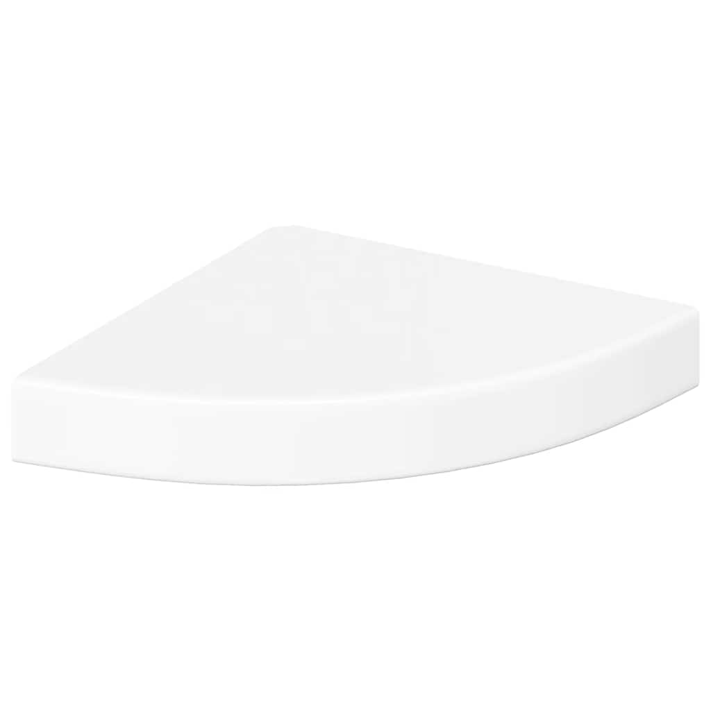 Mensole Angolari Sospese 2 pz Bianco Lucido 25x25x3,8 cm MDF