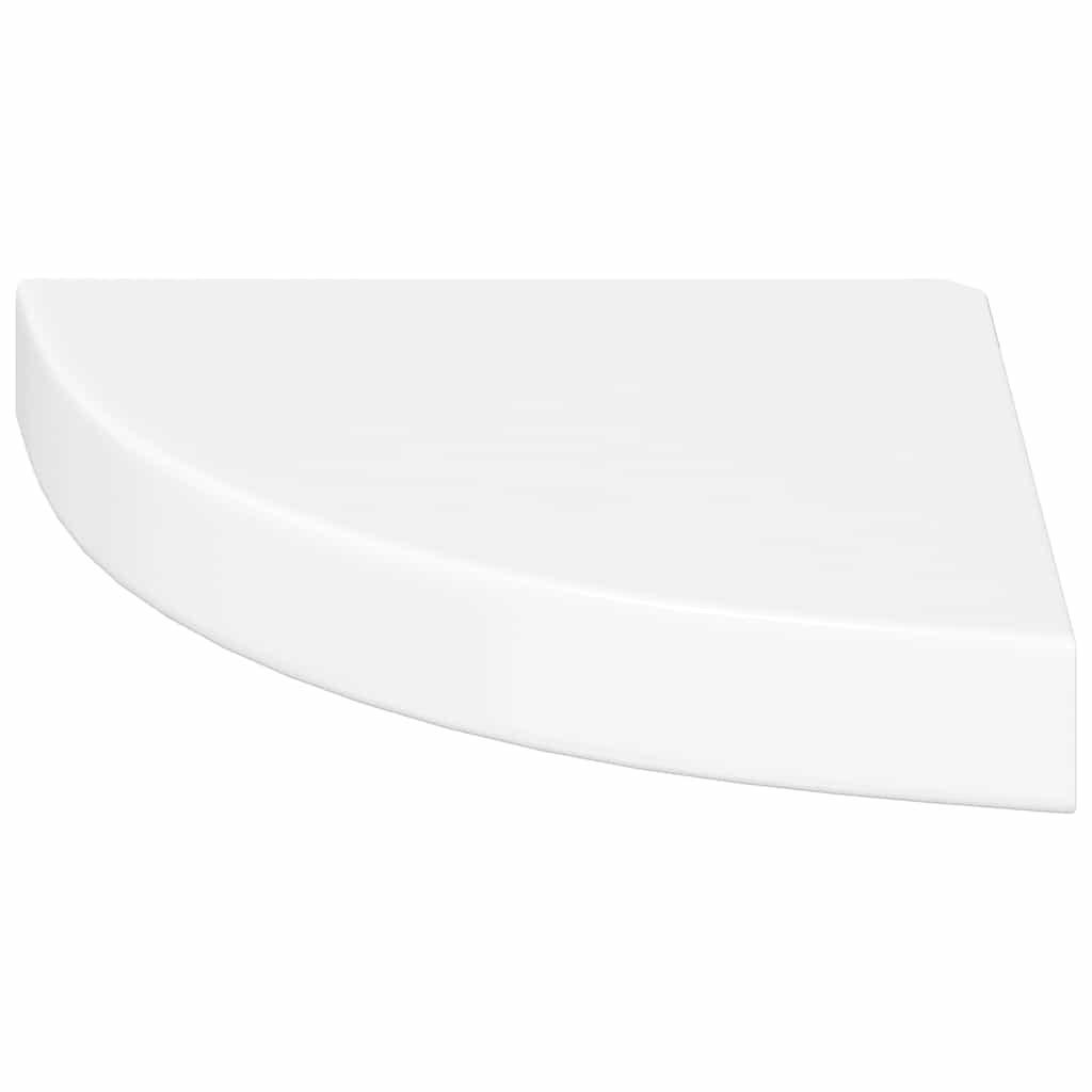 Mensole Angolari Sospese 2 pz Bianco Lucido 25x25x3,8 cm MDF