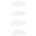 Mensole Angolari Sospese 4 pz Bianco Lucido 25x25x3,8 cm MDF