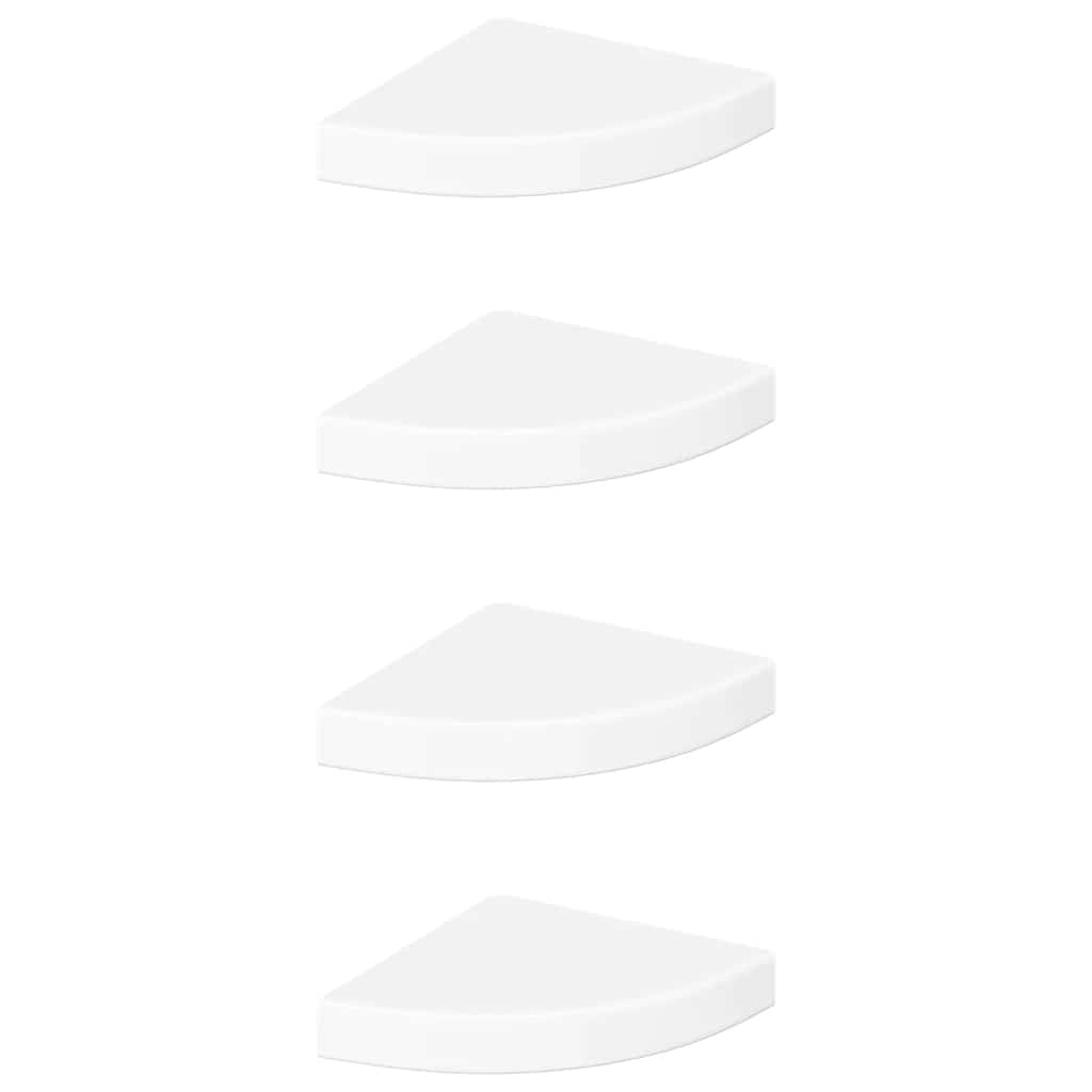 Mensole Angolari Sospese 4 pz Bianco Lucido 25x25x3,8 cm MDF