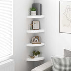 Mensole Angolari Sospese 4 pz Bianco Lucido 25x25x3,8 cm MDF