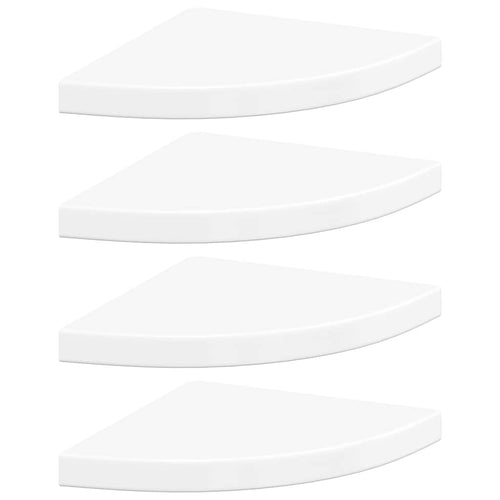 323909 Floating Corner Shelves 4 pcs High Gloss White 35x35x3,8 cm MDF