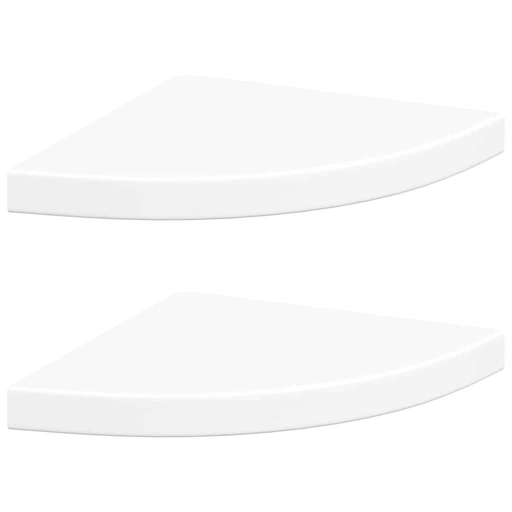 Mensole Angolari Sospese 2 pz Bianche 35x35x3,8 cm MDF