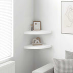 Mensole Angolari Sospese 2 pz Bianche 35x35x3,8 cm MDF
