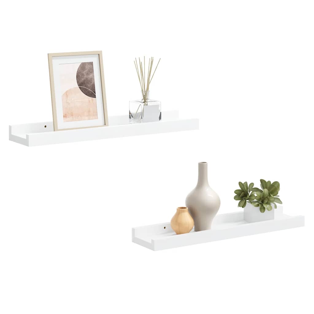 Mensole con Sporgenza 2 pz Bianche 40x9x3 cm MDF