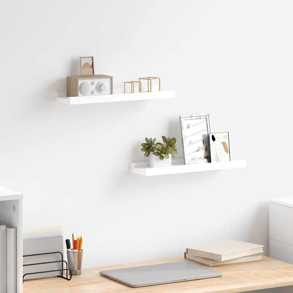 Mensole con Sporgenza 2 pz Bianche 40x9x3 cm MDF